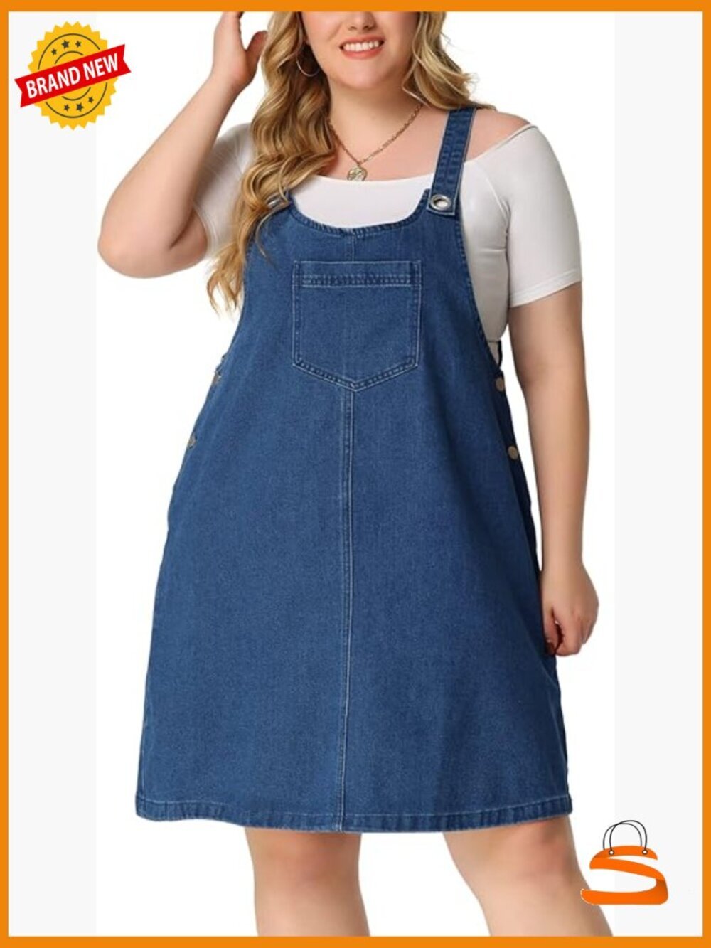 Plus Size Denim Overalls Dress Suspenders Skirt Jumper Jean Bib Dress